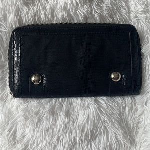 Black leather clutch